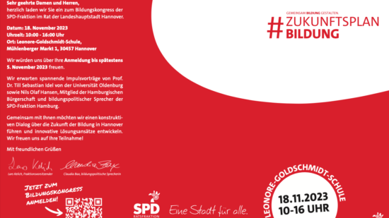 Bildungskongress der SPD-Fraktion im Rat am 18 11 2023